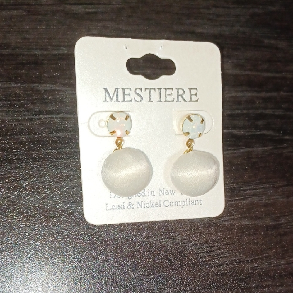 Gold and White Drop Earrings